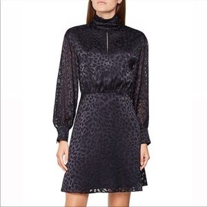 Reiss Matilda leopard velvet puff sleeve burnout mini dress